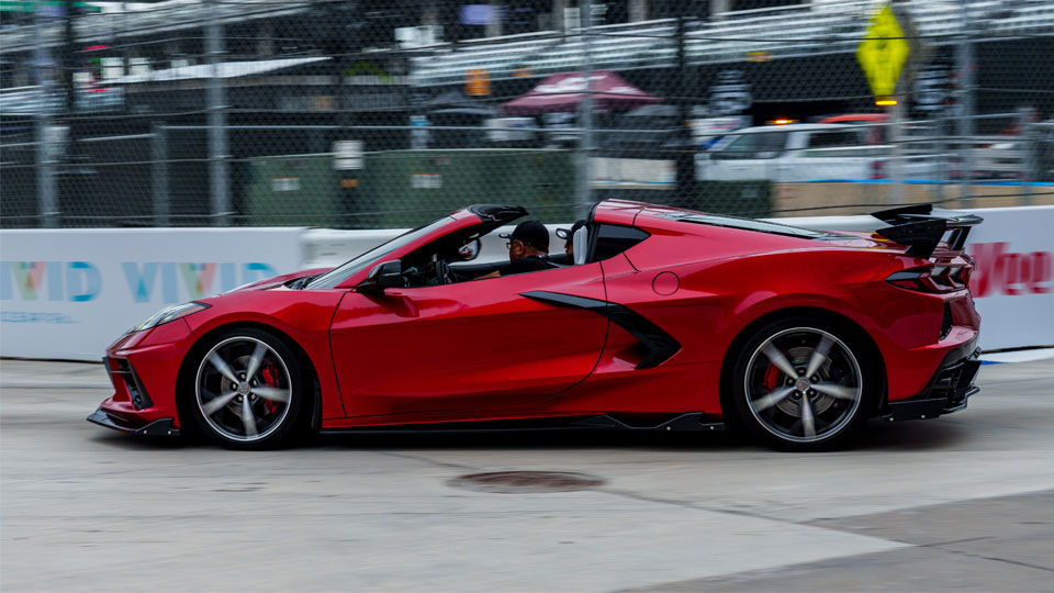 Corvette on track in a turn