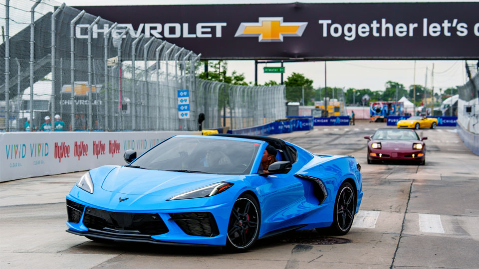 Chevrolet Corvettes on track in Detroit