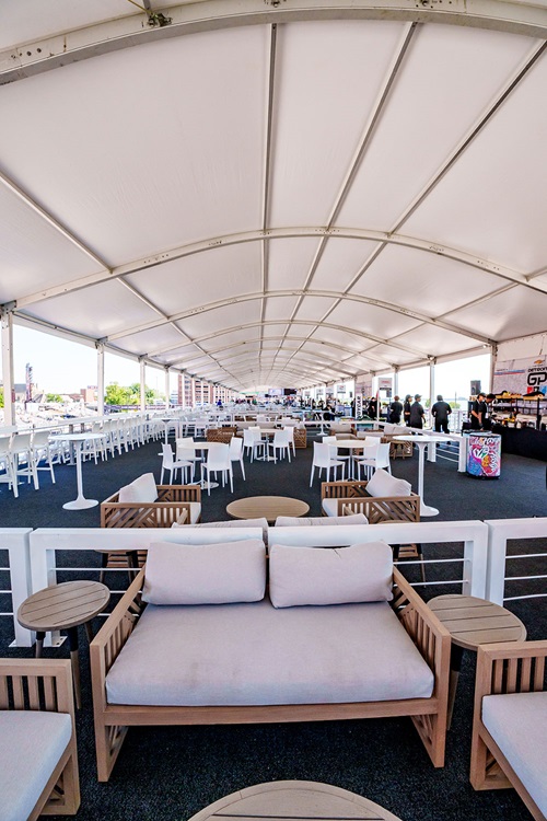 The seating inside the Pit Lane Suite