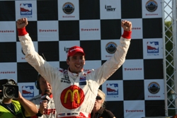 Justin Wilson celebrates victory